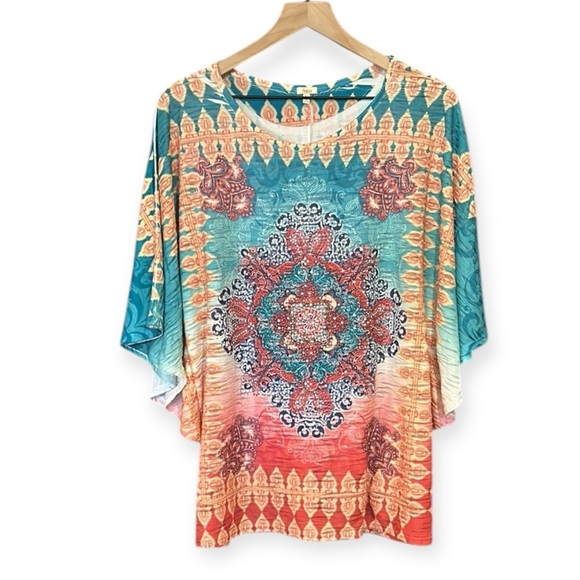 Reba Rhinestone Embellished Batwing Sleeve Top Size Large - Picture 11 of 11